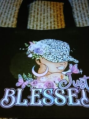 Just Blessed Floral & Leopard Print Tote Bag - Black with Pink Accents